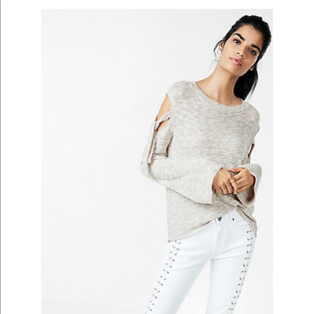 Express Marled Tie Sleeve Hi-lo Sweater